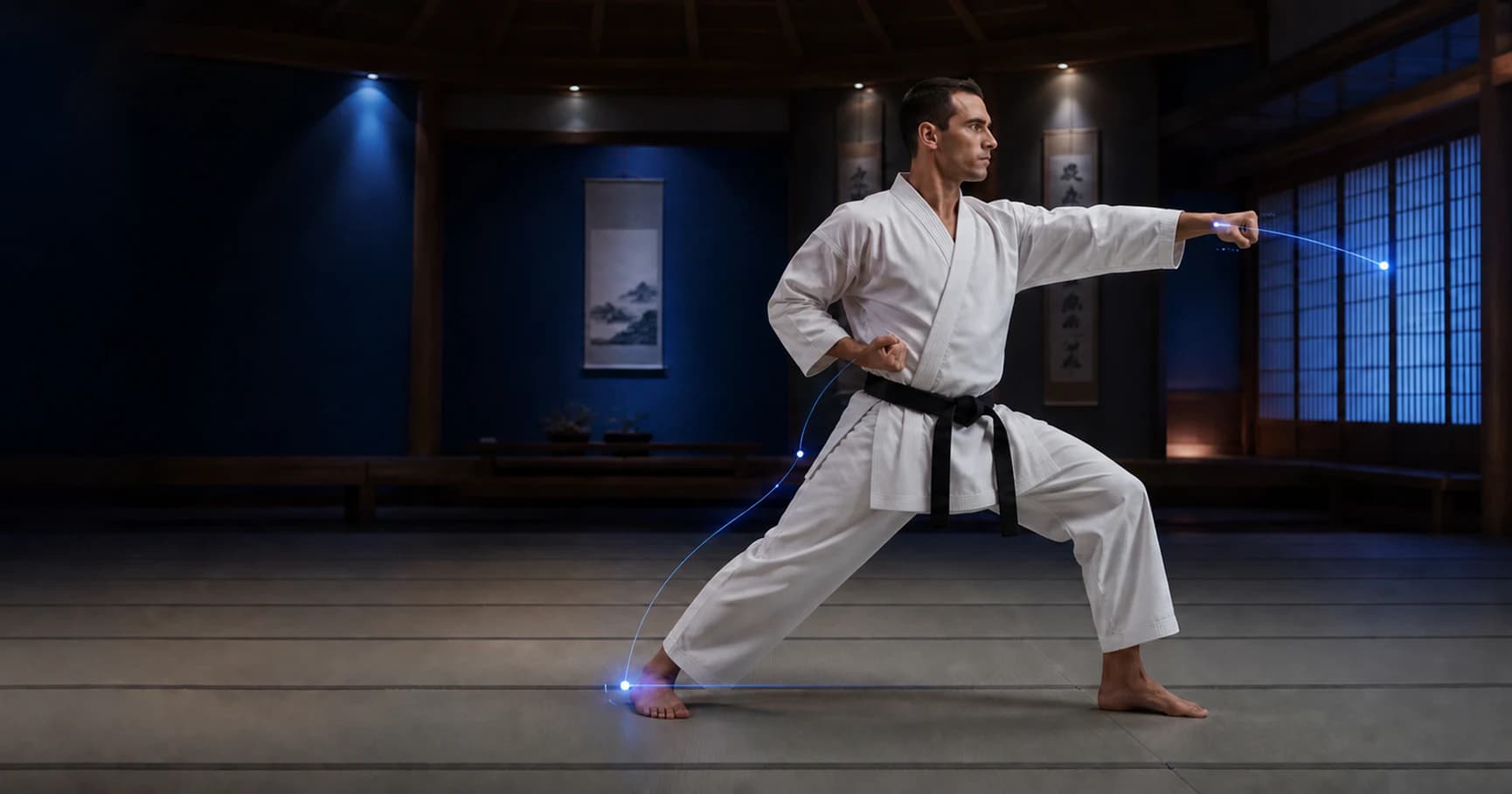 Athlete reviewing training video with Karate AI